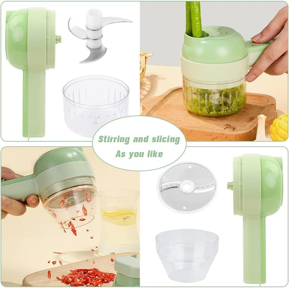 4-in-1 Electric Vegetable Cutter, Slicer, Grater, Chopper