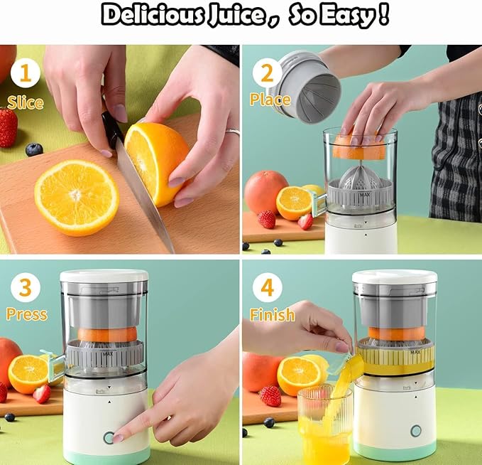 Electric Juicer Orange Squeezer Citrus Press Lemons, Portable USB Charging Electric Juicer